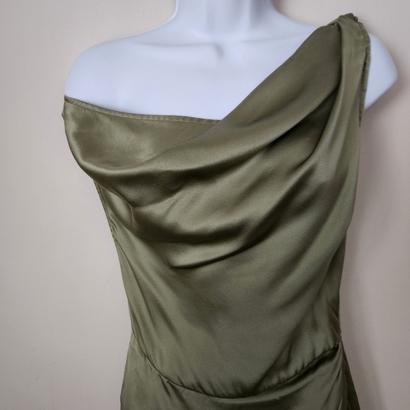 Reformation | Alanis 100% Silk Mini Dress in Sage Green - Size 2 - Picture 4 of 10